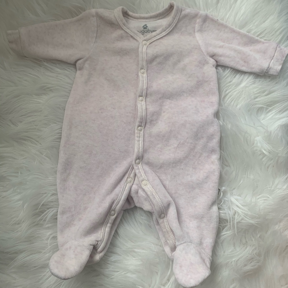 Pink Velour NB Onesie by Snugabye
